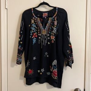 Johnny Was embroidered linen tunic